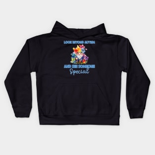 Look beyond autism and see someone special Autism Awareness Gift for Birthday, Mother's Day, Thanksgiving, Christmas Kids Hoodie